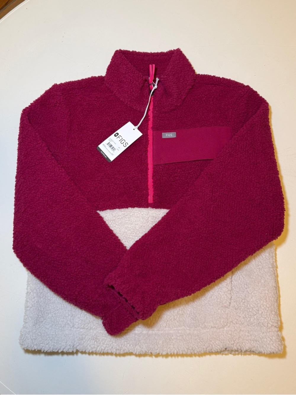 FIGS on shift high pile fleece pullover jacket